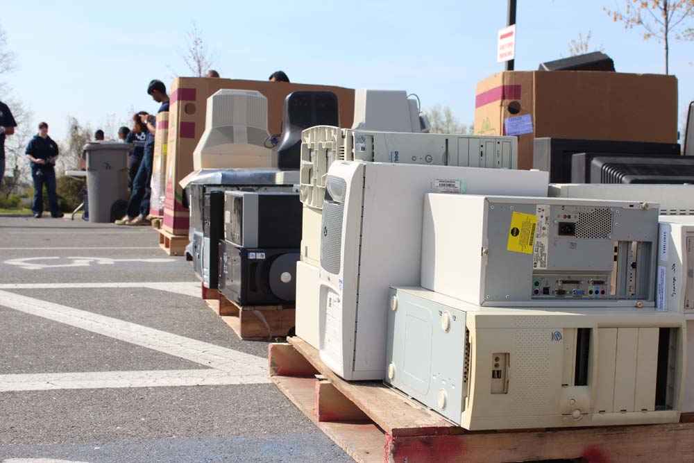 Image of electronics on a shipping pallet